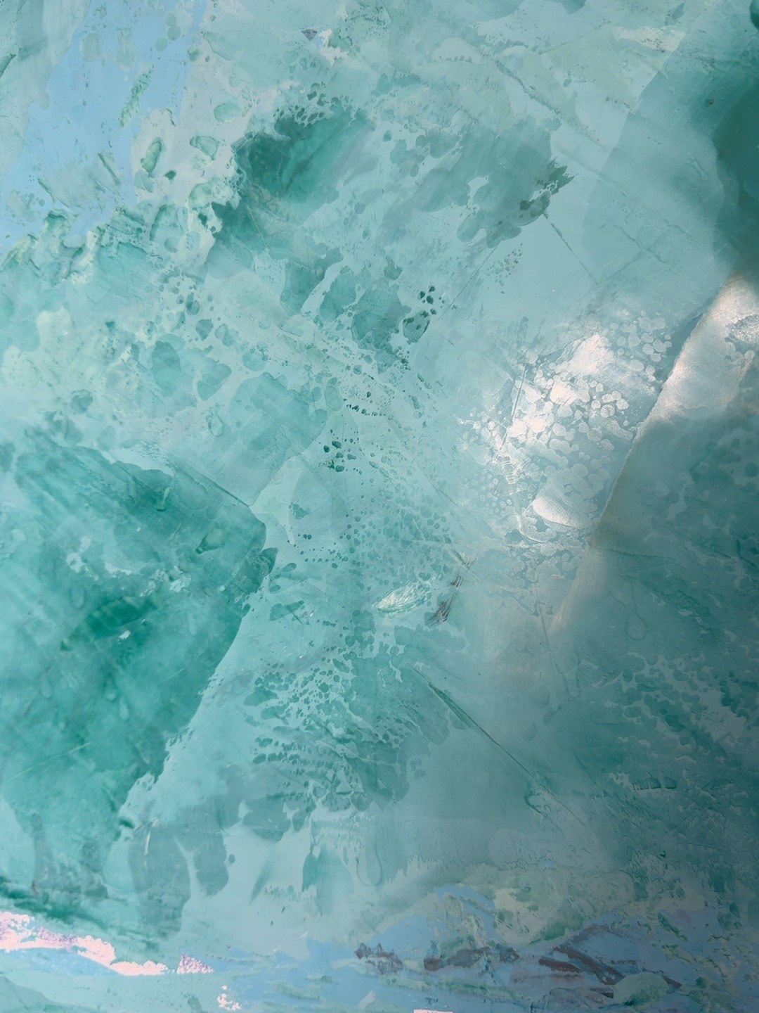 Original turquoise Ocean Depths Ispegu Venetian plaster sample by Crystal